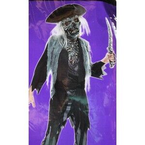 Dead Pirate Halloween Costume Boys MED 8 10 Skeleton Spooky Skull Walking Dead